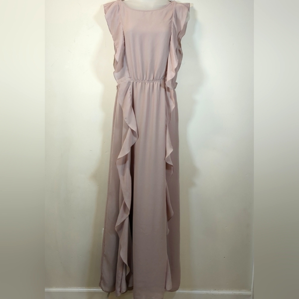 BCBG MAXAZRIA Women's Ruffle Maxi Dress ,  Mauve Rose, Size S